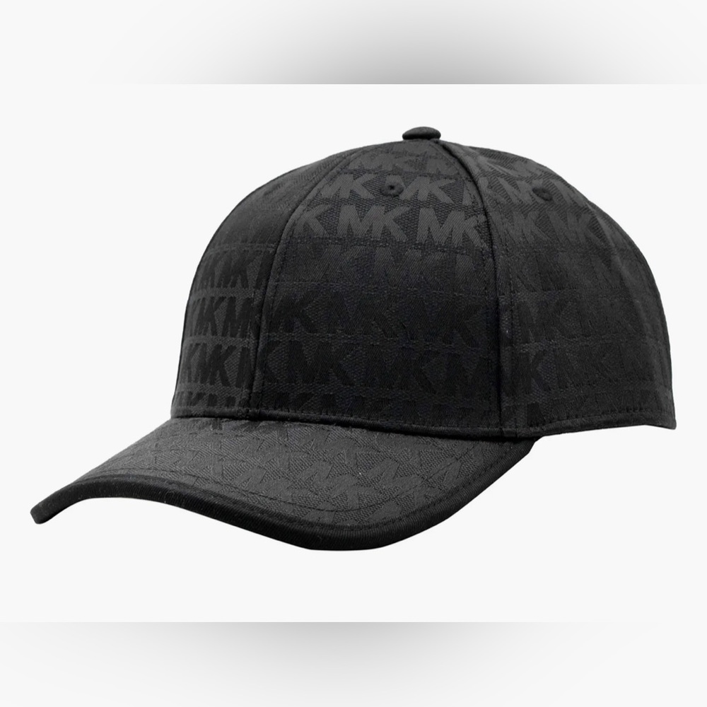 MICHAEL Michael Kors Logo Jacquard Wool Baseball Cap in Black.